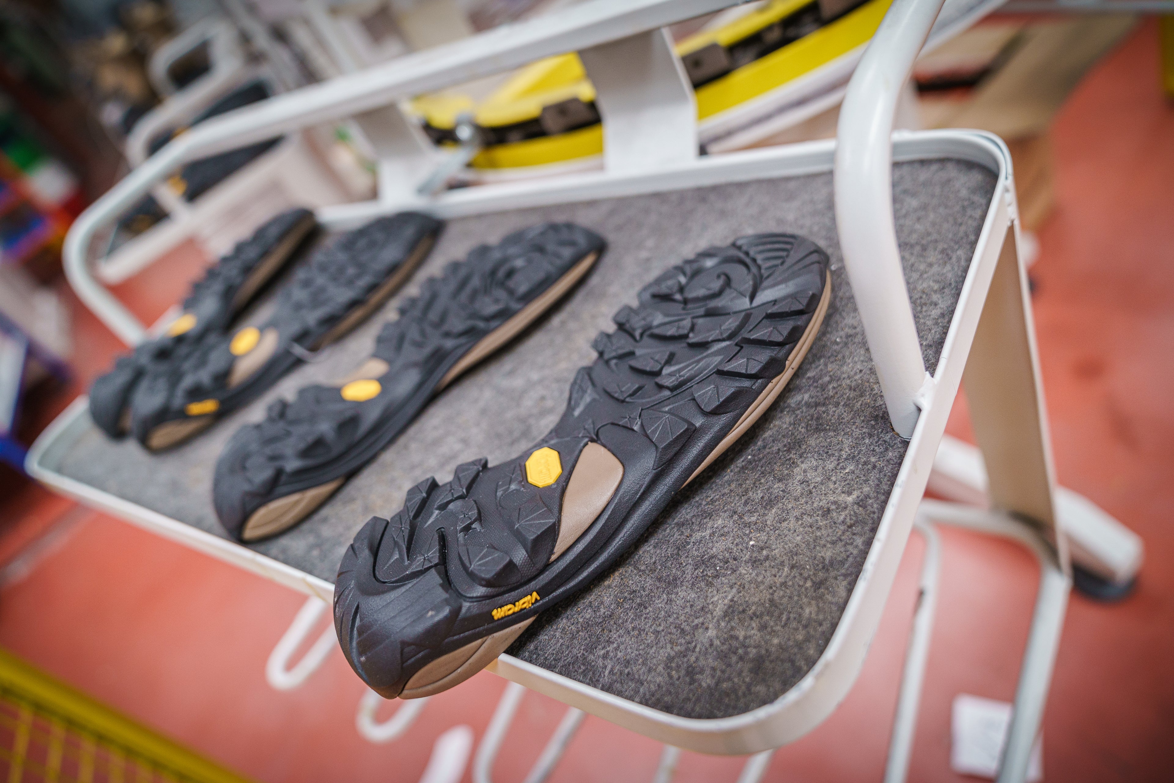 Vibram outsoles at the Zamberlan factory in Italy. 